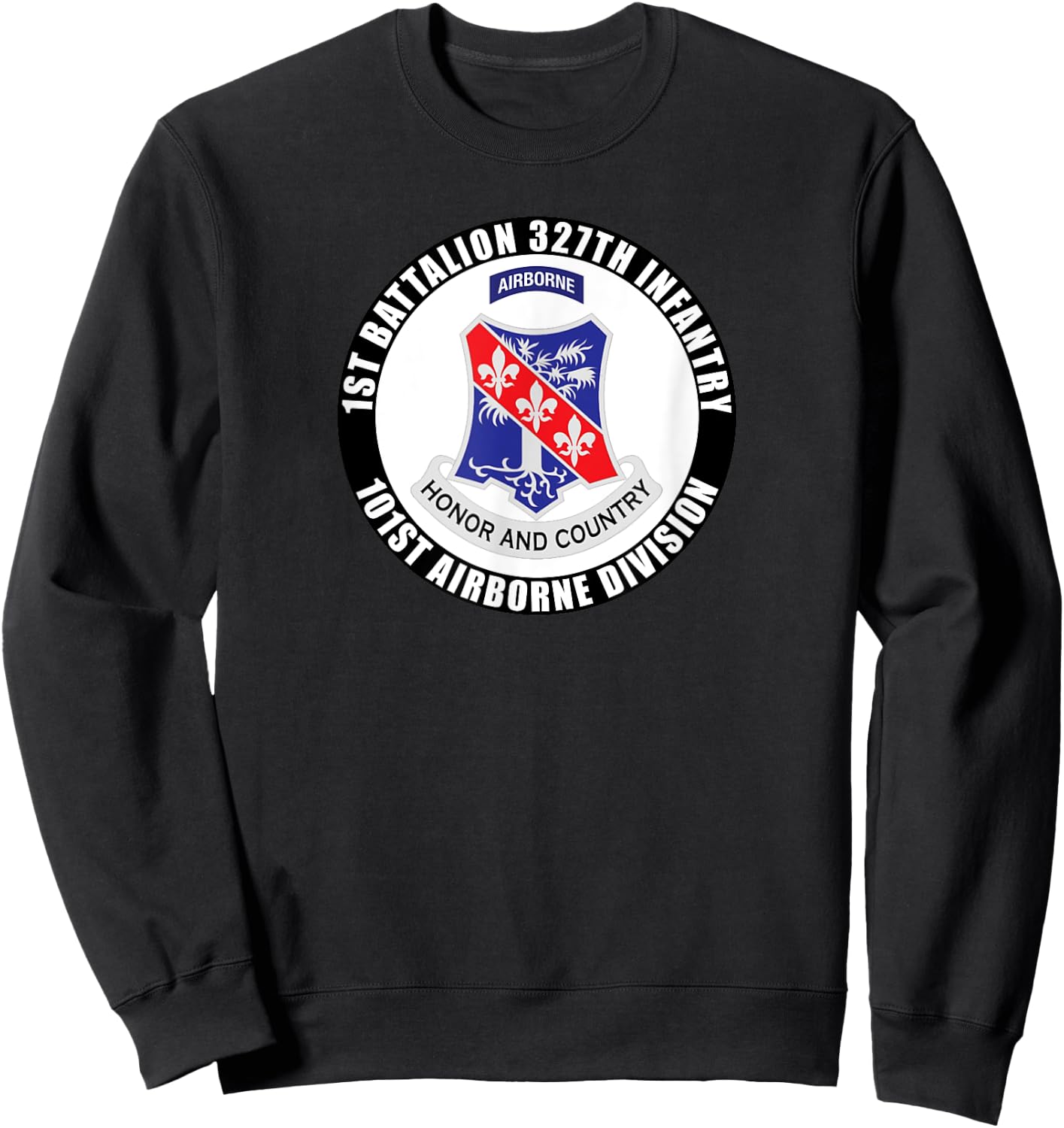 SoldierTees 1st Battalion 327th Infantry, 101st Airborne Division Veteran -Adult Black Classic Fit Short Sleeve Sweatshirt - Sweatshirt | Black