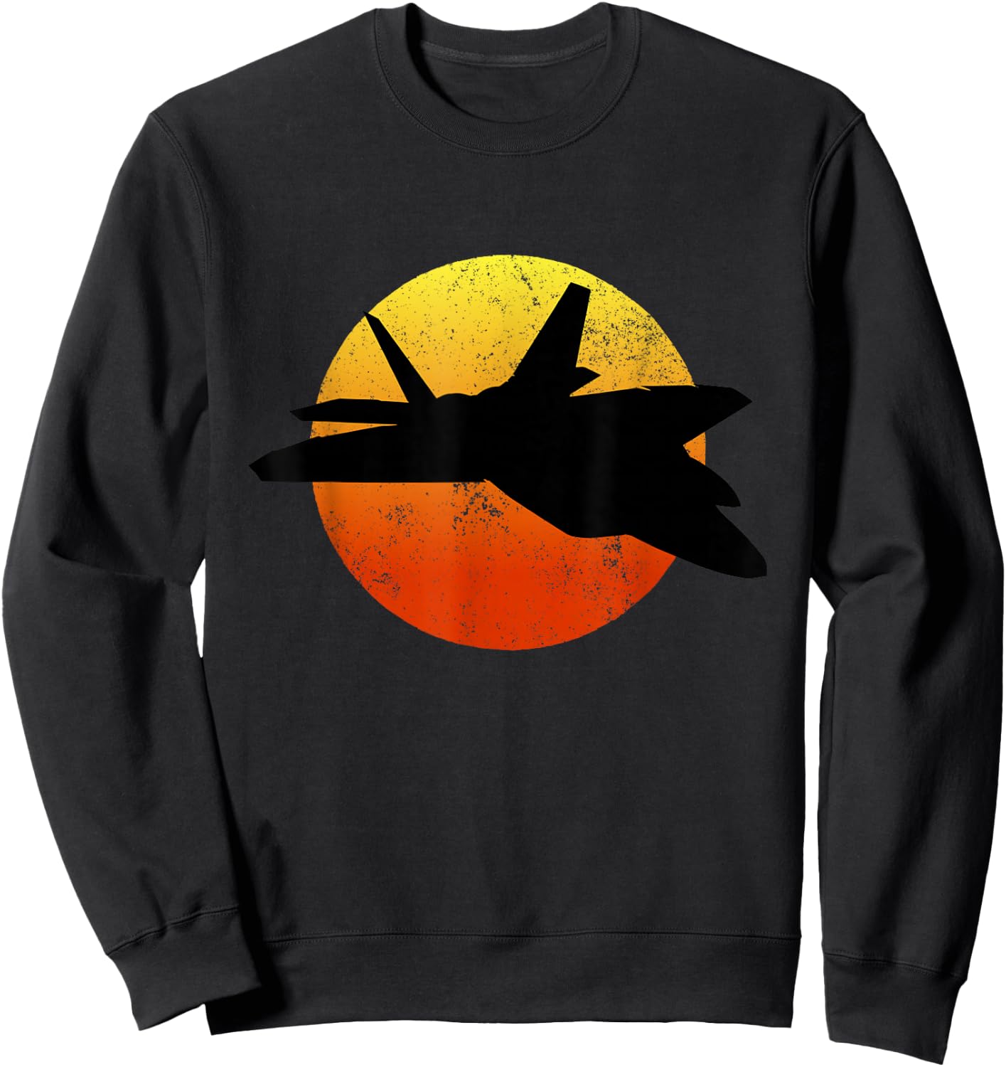 F-22 Raptor Silhouette Retro Sunset Military Jet Flying F22 Sweatshirt - Sweatshirt | Black