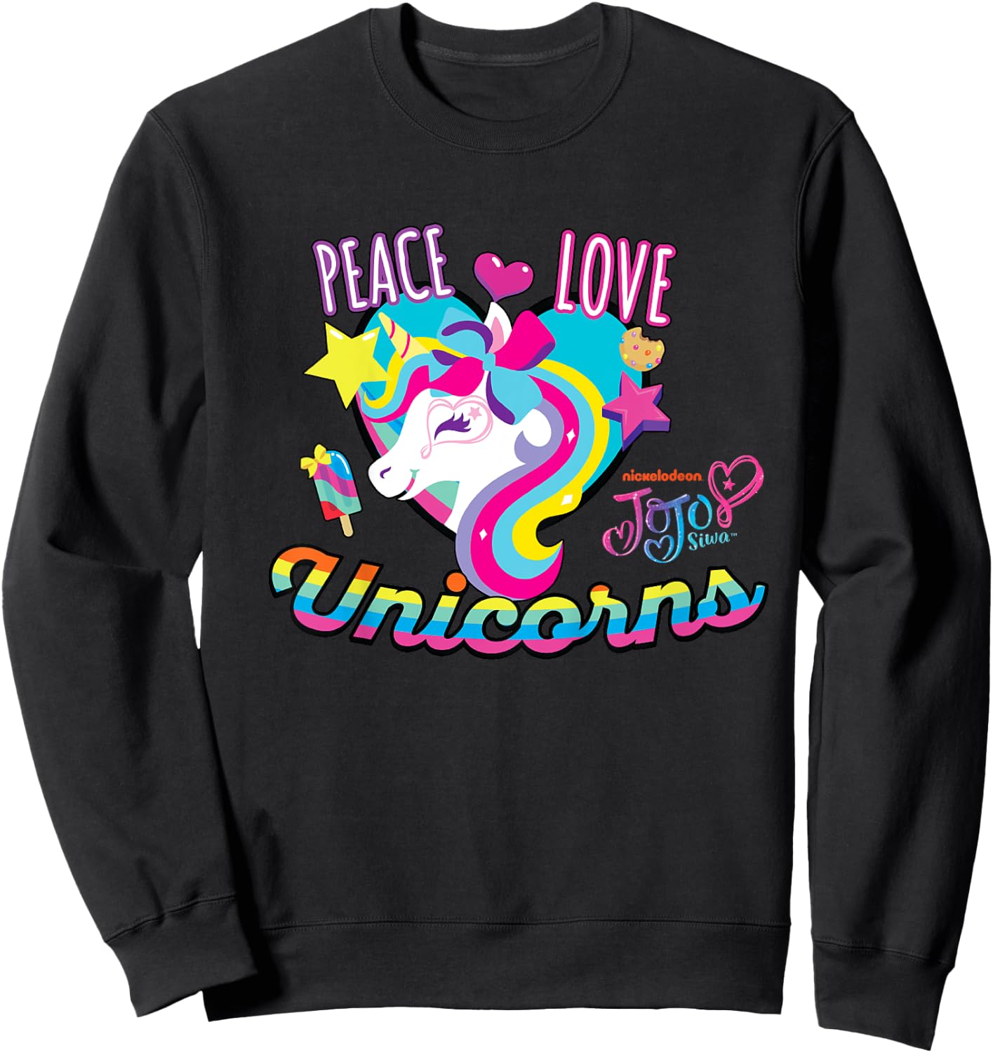 JoJo Siwa Peace Love And Unicorns Sweatshirt - Sweatshirt | Black