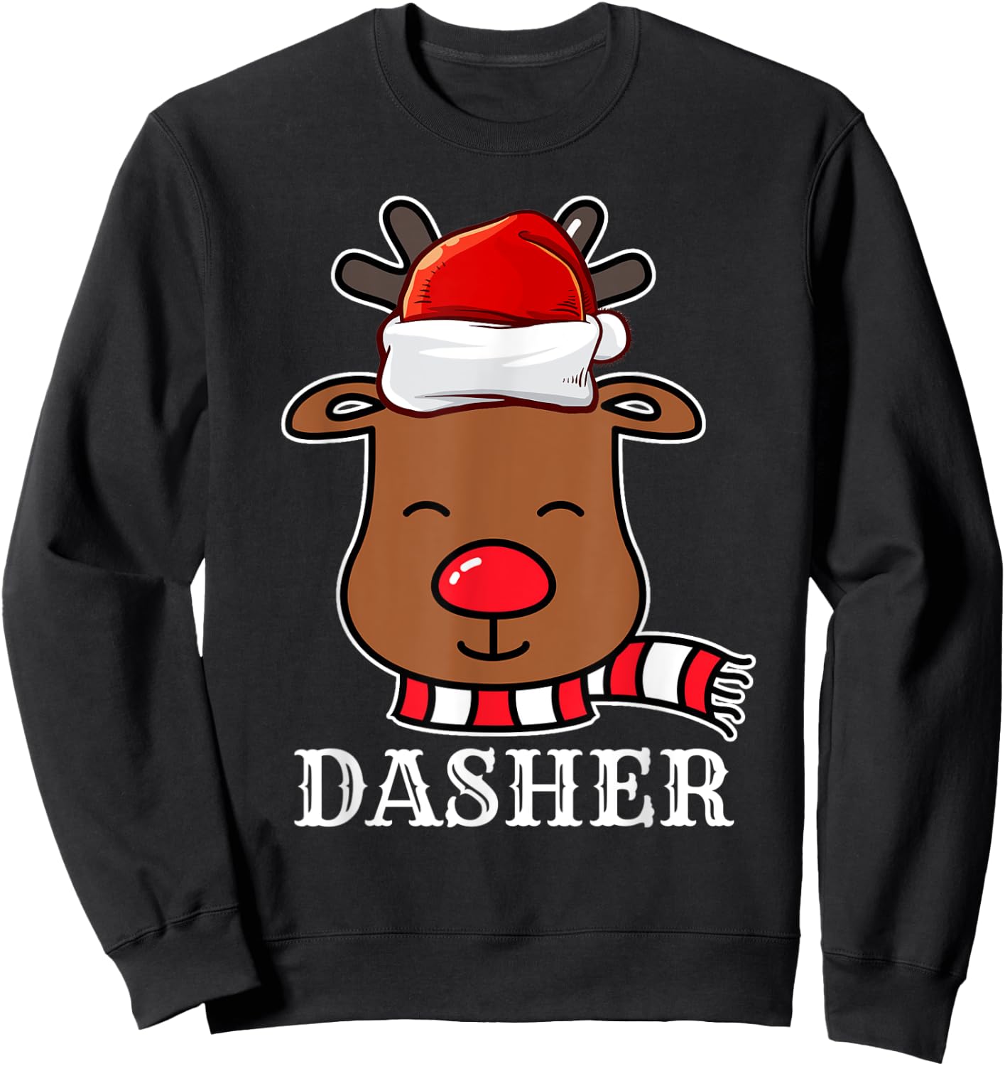 Santa Reindeer Dasher Xmas Group Costume Sweatshirt - Sweatshirt | Black
