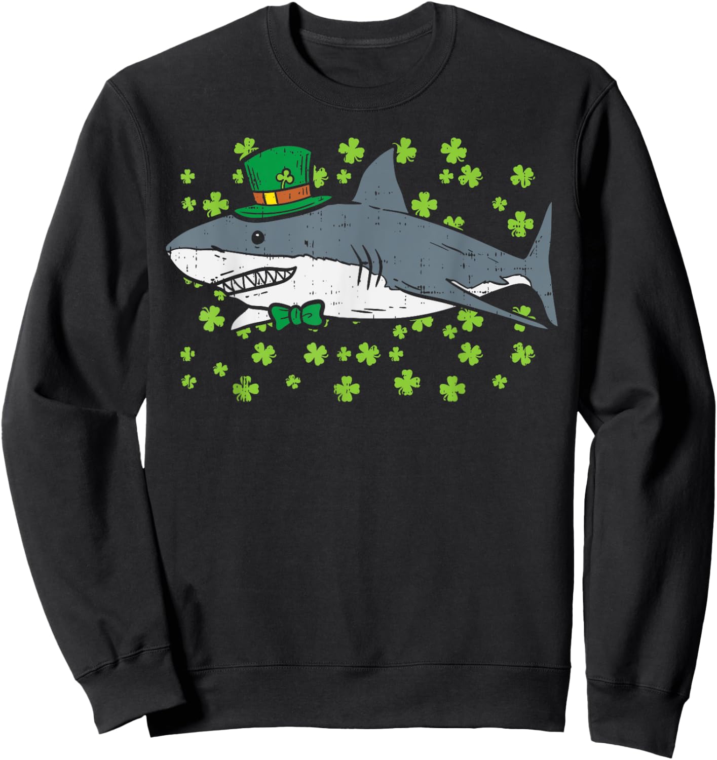 Irish Leprechaun Shark Shamrock St Patricks Day Animal Gift Sweatshirt - Sweatshirt | Black