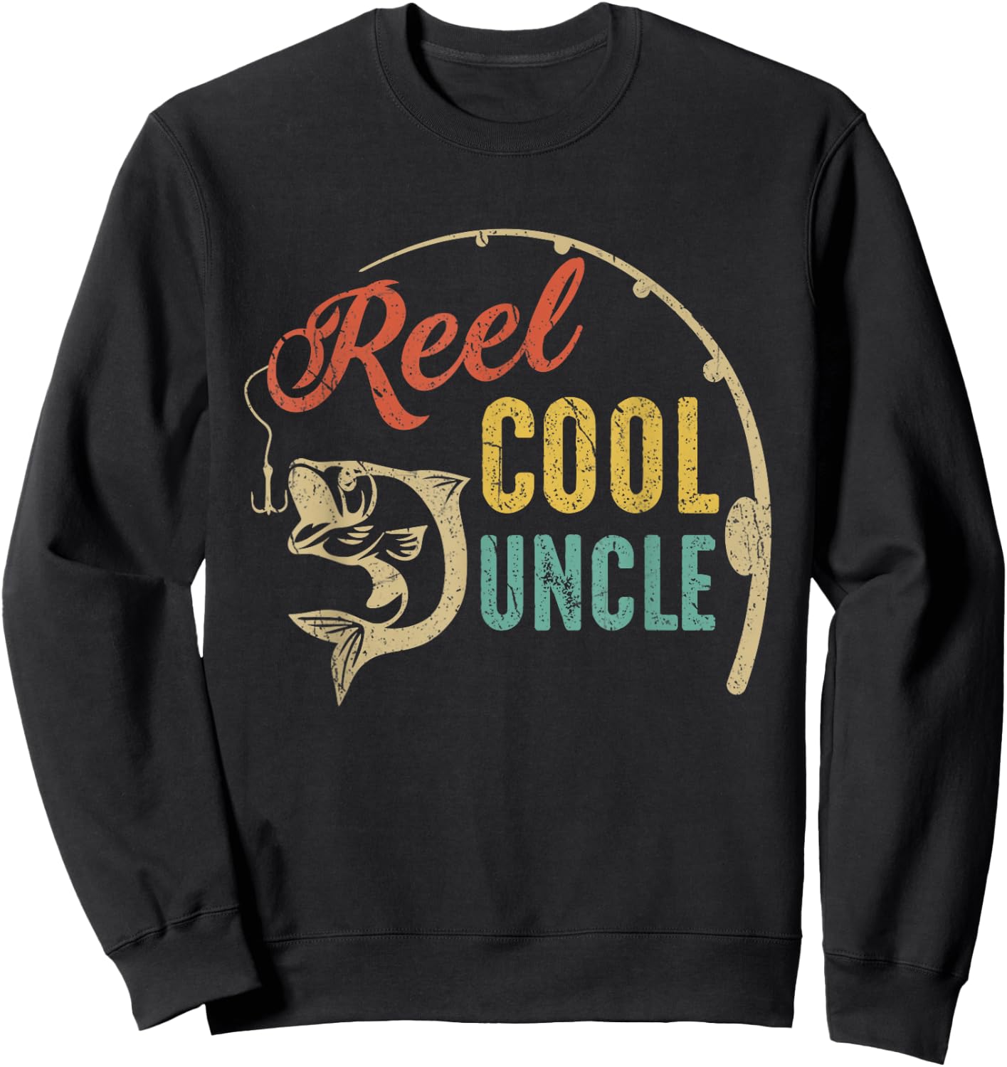 Father's Day Shirt Vintage Fishing Reel Cool Uncle Sweatshirt - Sweatshirt | Black