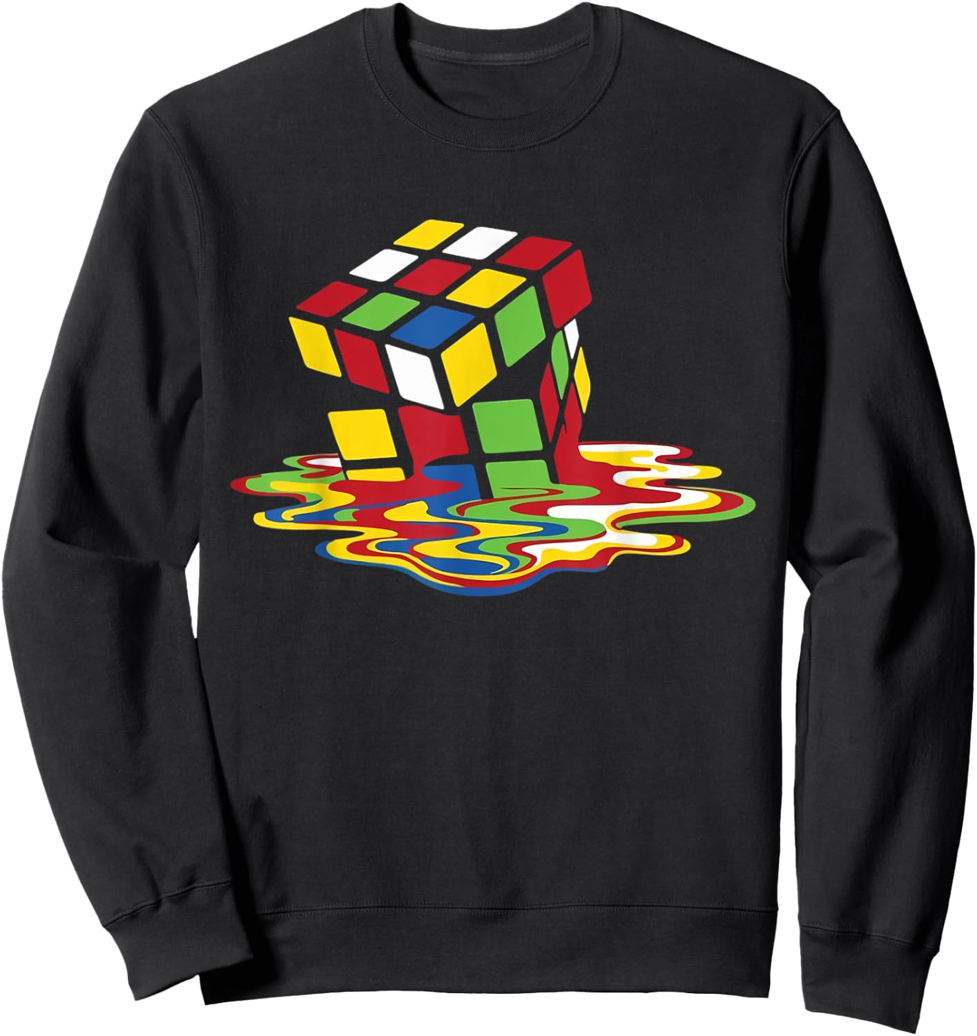 Melting Cube Funny Retro Gaming Rubik Puzzle Nerd Geek Gift Sweatshirt - Sweatshirt | Black