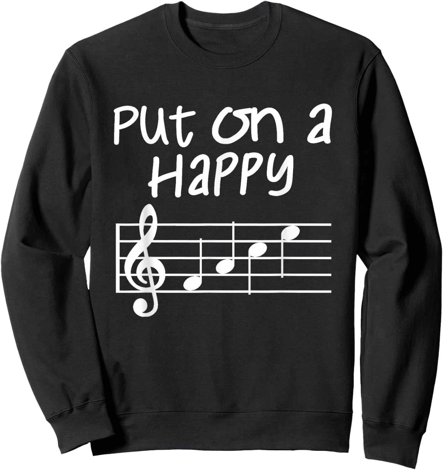 Musical Notes Put On A Happy Face Cute Music Loving Kids Sweatshirt - Sweatshirt | Black