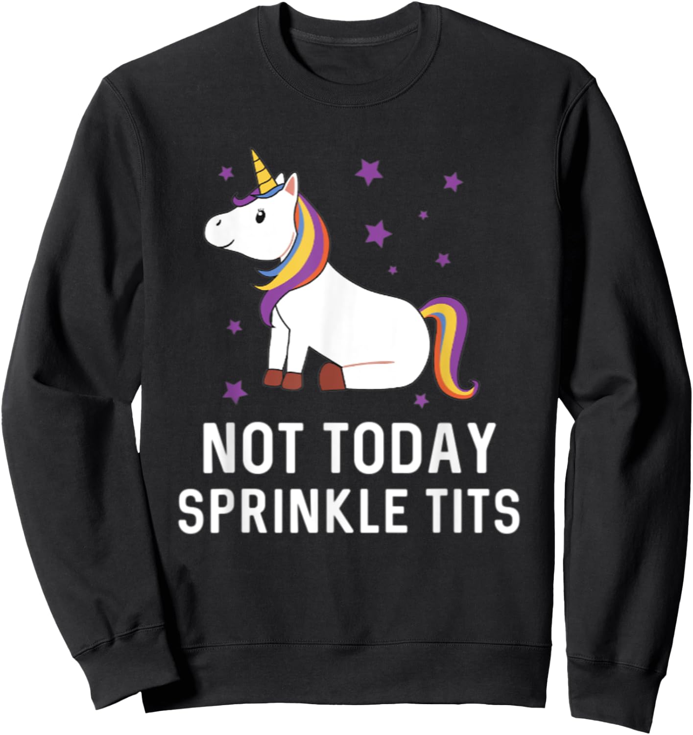 Not Today Sprinkle Tits Unicorn Rainbow Majestic Magical Sweatshirt - Sweatshirt | Black