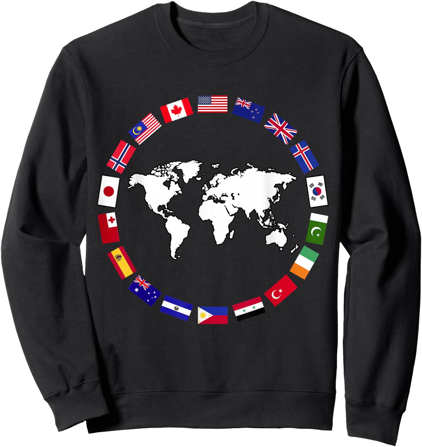 World Map Country Flag Atlas Sweatshirt - Sweatshirt | Black