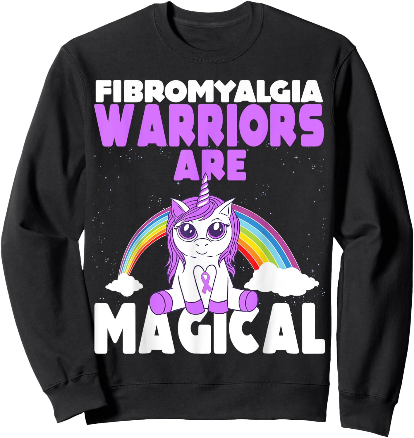 Fibromyalgia Awareness Warriors are magical Unicorn Sweatshirt - Sweatshirt | Black