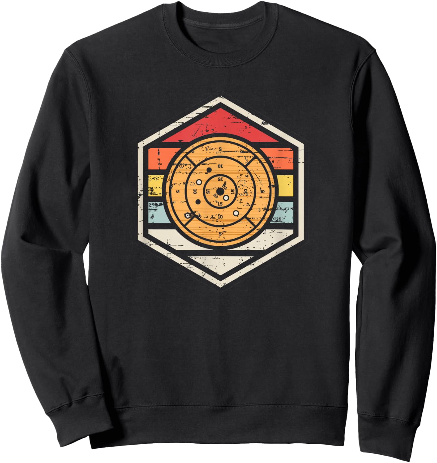 Retro Badge Crokinole Board Sweatshirt - Sweatshirt | Black