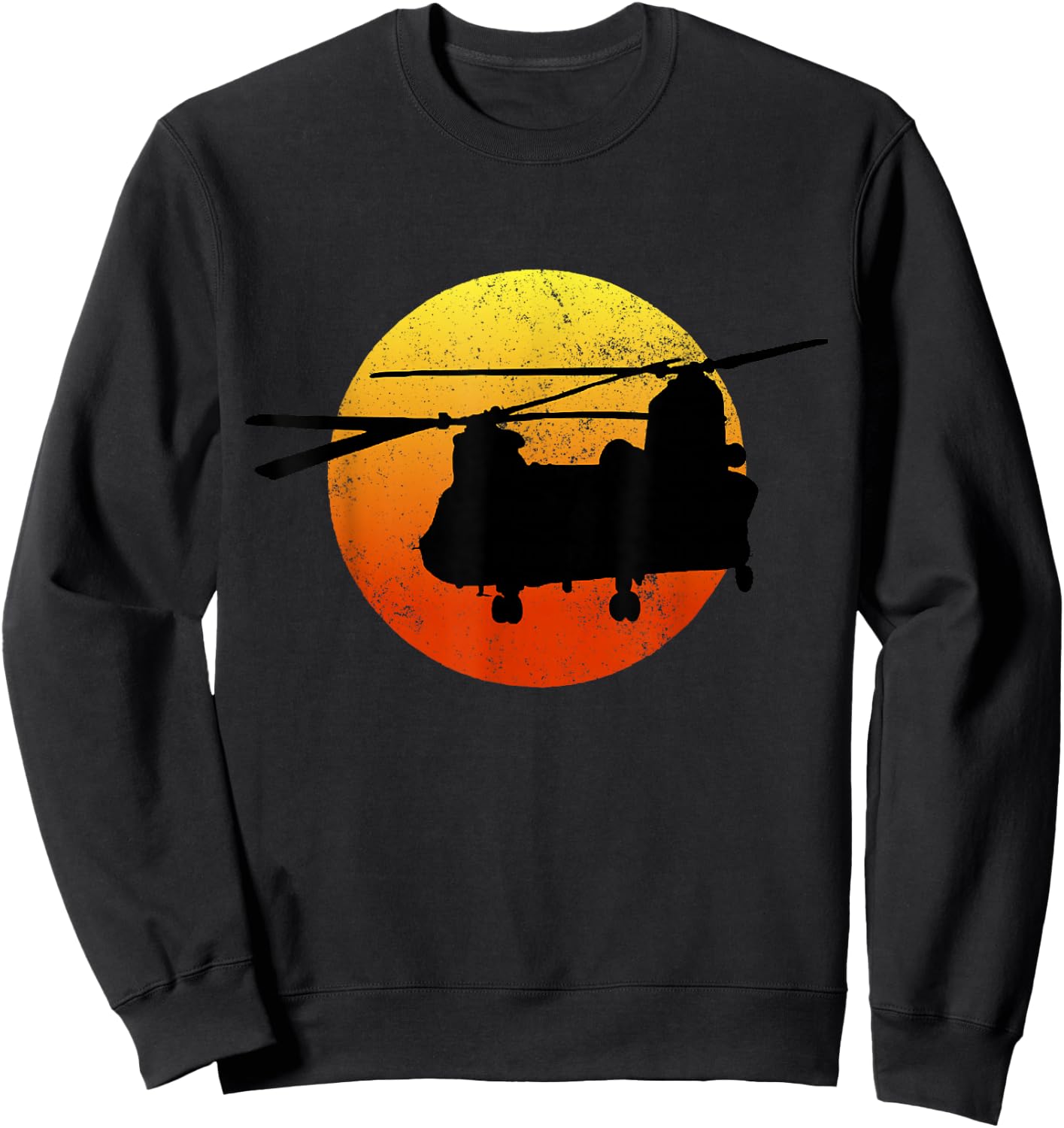 CH47 Chinook Silhouette Sunset Military Helicopter CH47 Sweatshirt - Sweatshirt | Black