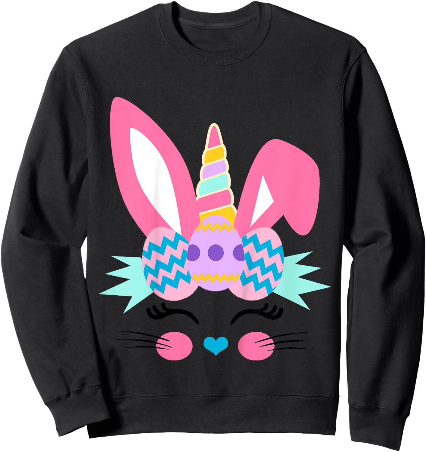 Toddler Girl Easter Bunny Unicorn for Girls and Baby Cute Sweatshirt - Sweatshirt | Black