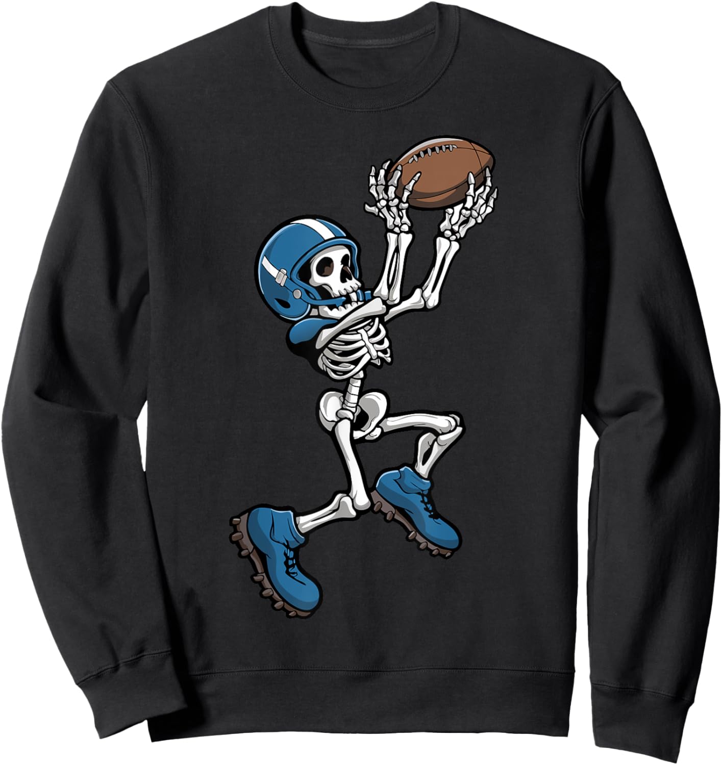 Skeleton Football Halloween Men Boys Women Football Fan Sweatshirt - Sweatshirt | Black