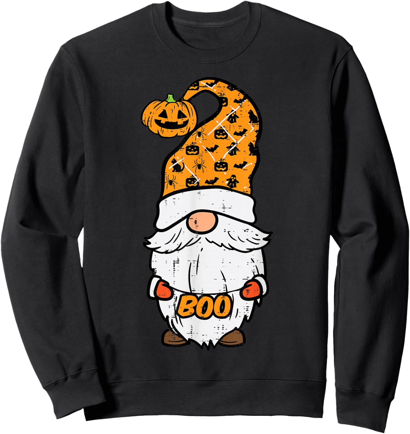 Halloween Gnome Boo Fall Garden Costume Women Girls Boys Kid Sweatshirt - Sweatshirt | Black