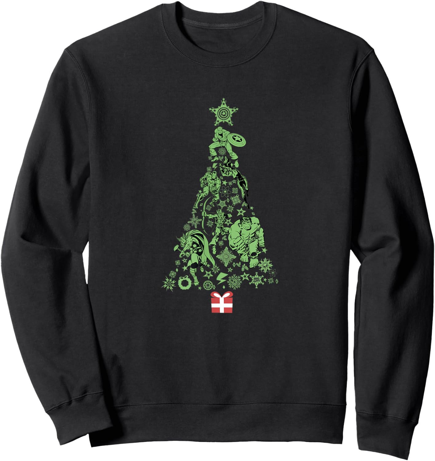 Marvel Christmas Avengers Holiday Icons Tree Sweatshirt - Sweatshirt | Black