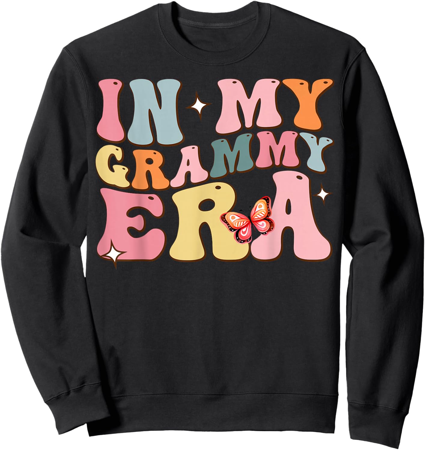 In My Grammy Era Lover Groovy Retro Mom Mother's Day Sweatshirt - Sweatshirt | Black