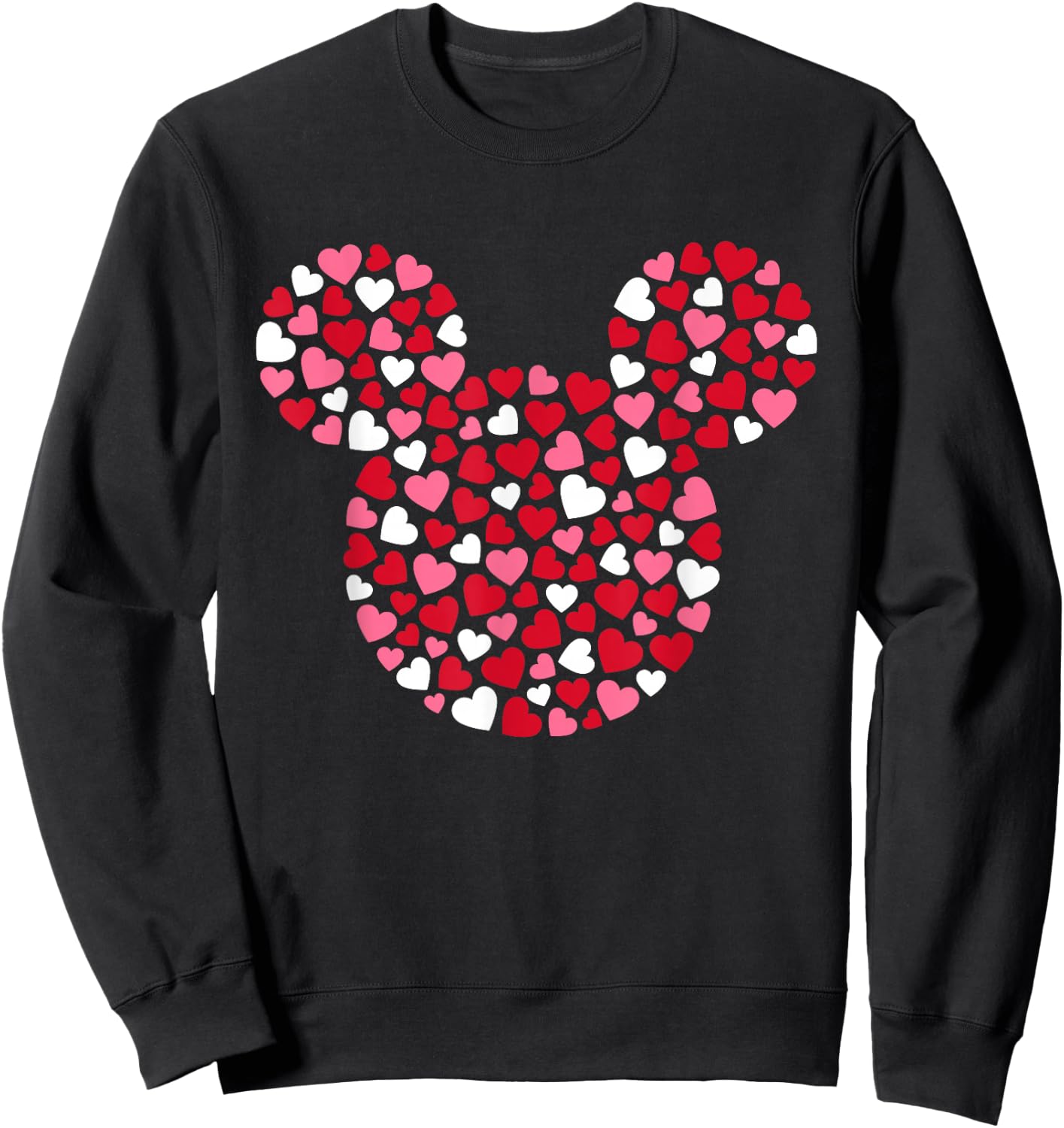 Disney Mickey Mouse Icon Pink Hearts Valentine's Day Sweatshirt - Sweatshirt | Black