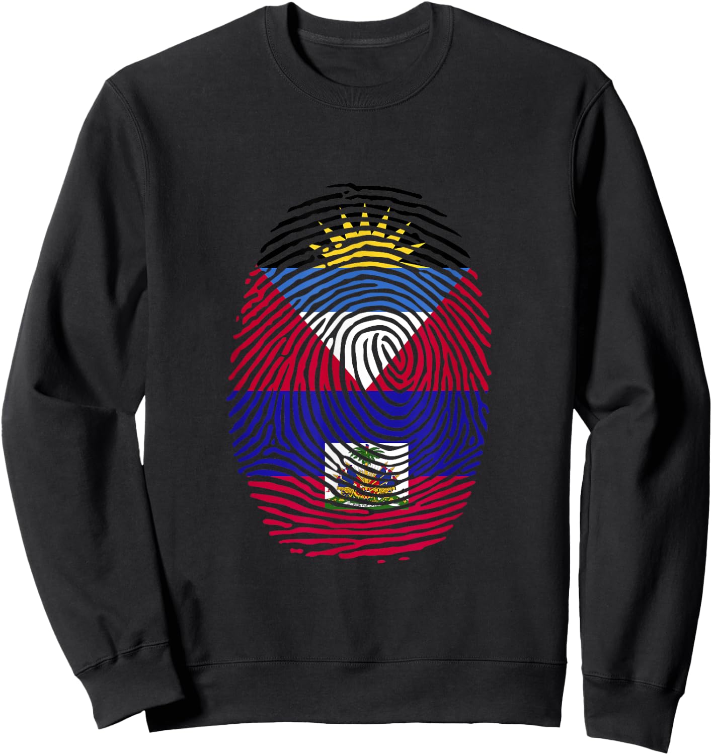 Antigua and Haiti Fingerprint Half Antiguan Haitian Roots Sweatshirt - Sweatshirt | Black