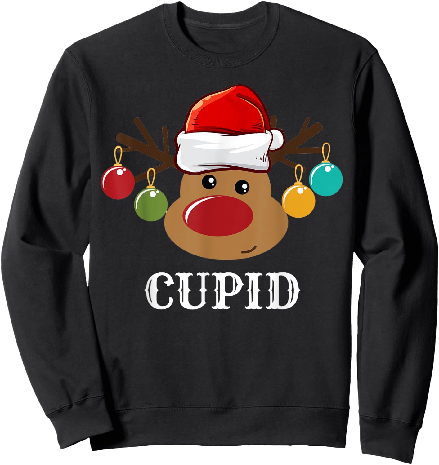 Santa Reindeer Cupid Xmas Group Costume Sweatshirt - Sweatshirt | Black