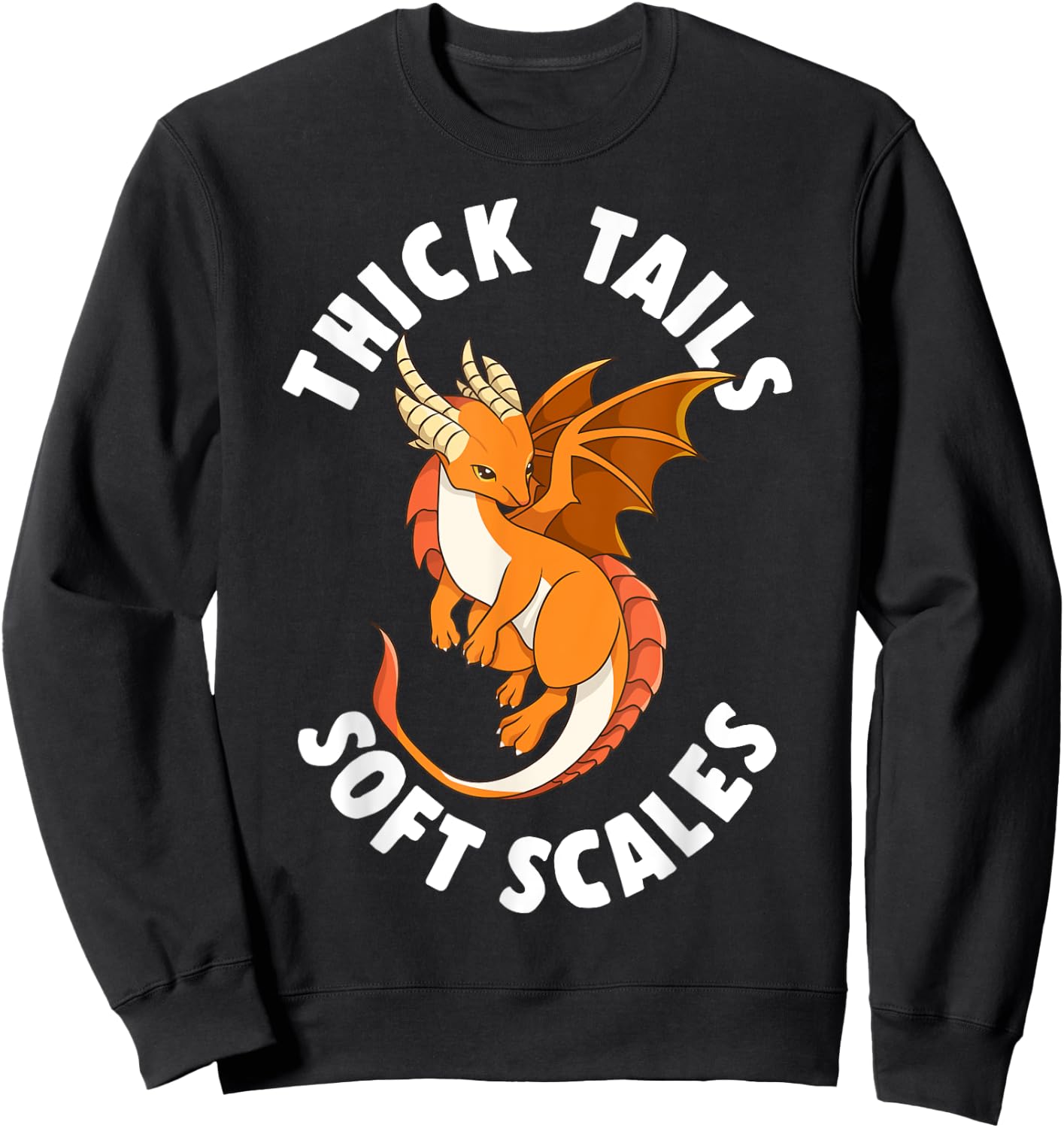 Thick Tails Soft Scales Dragon Cute Design Sweatshirt - Sweatshirt | Black