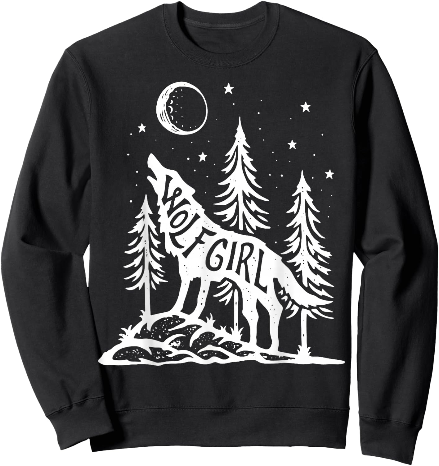 Wolf Girl Who Loves Wolves Funny Animal Lovers Women Outdoor Sweatshirt - Sweatshirt | Black