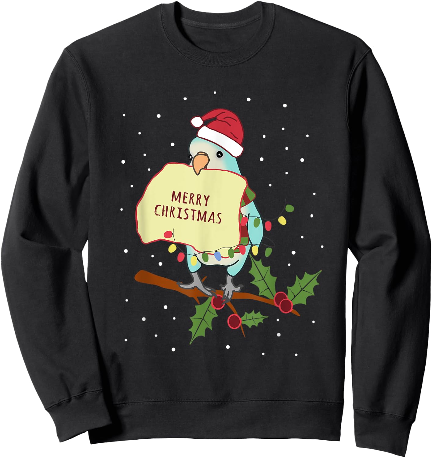 Merry christmas Blue Quaker Parrot Owner Birb memes Sweatshirt - Sweatshirt | Black