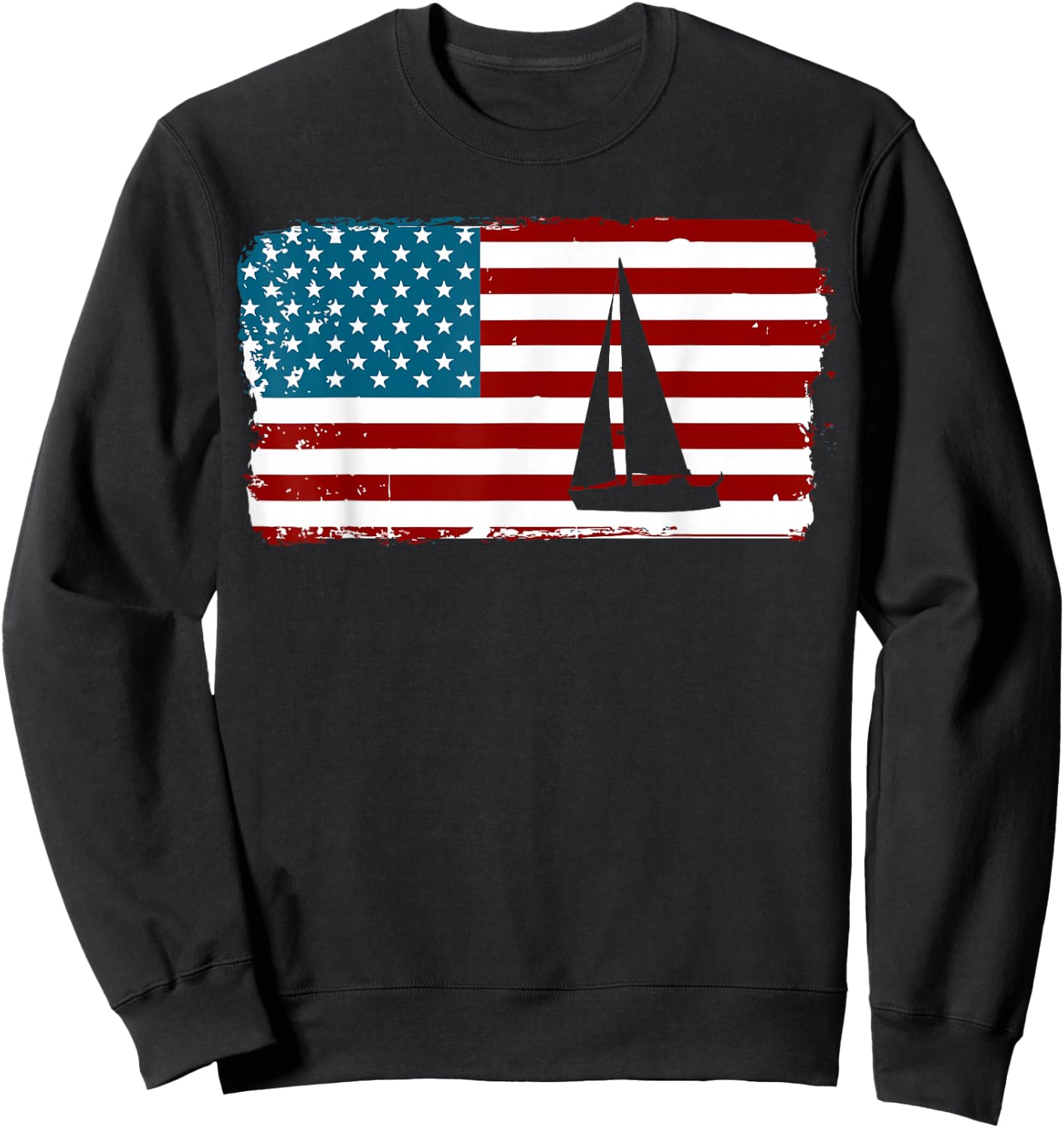 American Flag Sailing | Cute Boating Gift Sweatshirt - Sweatshirt | Black