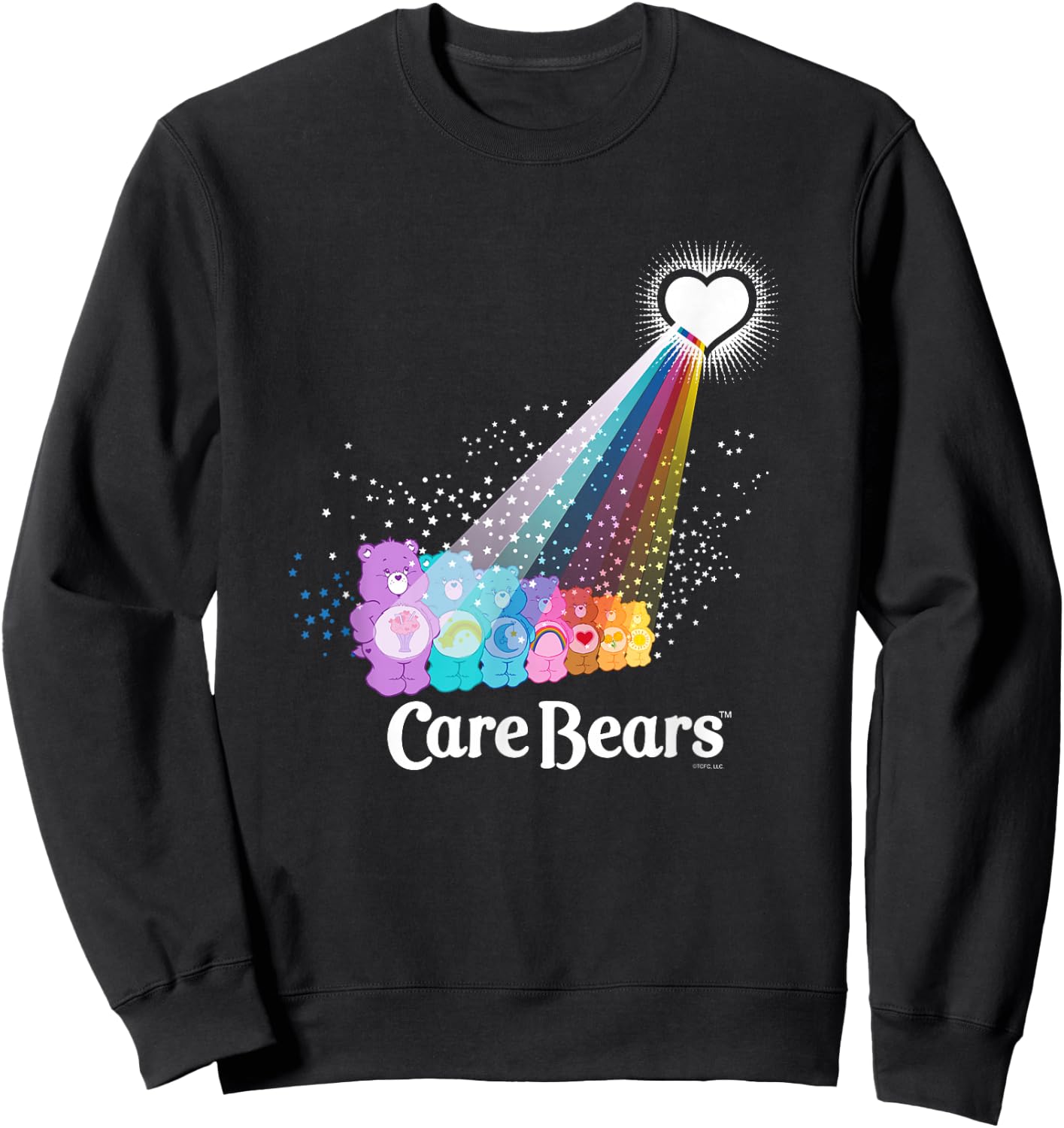 Care Bears Love Light Glow Rainbow Retro Cartoon Sweatshirt - Sweatshirt | Black