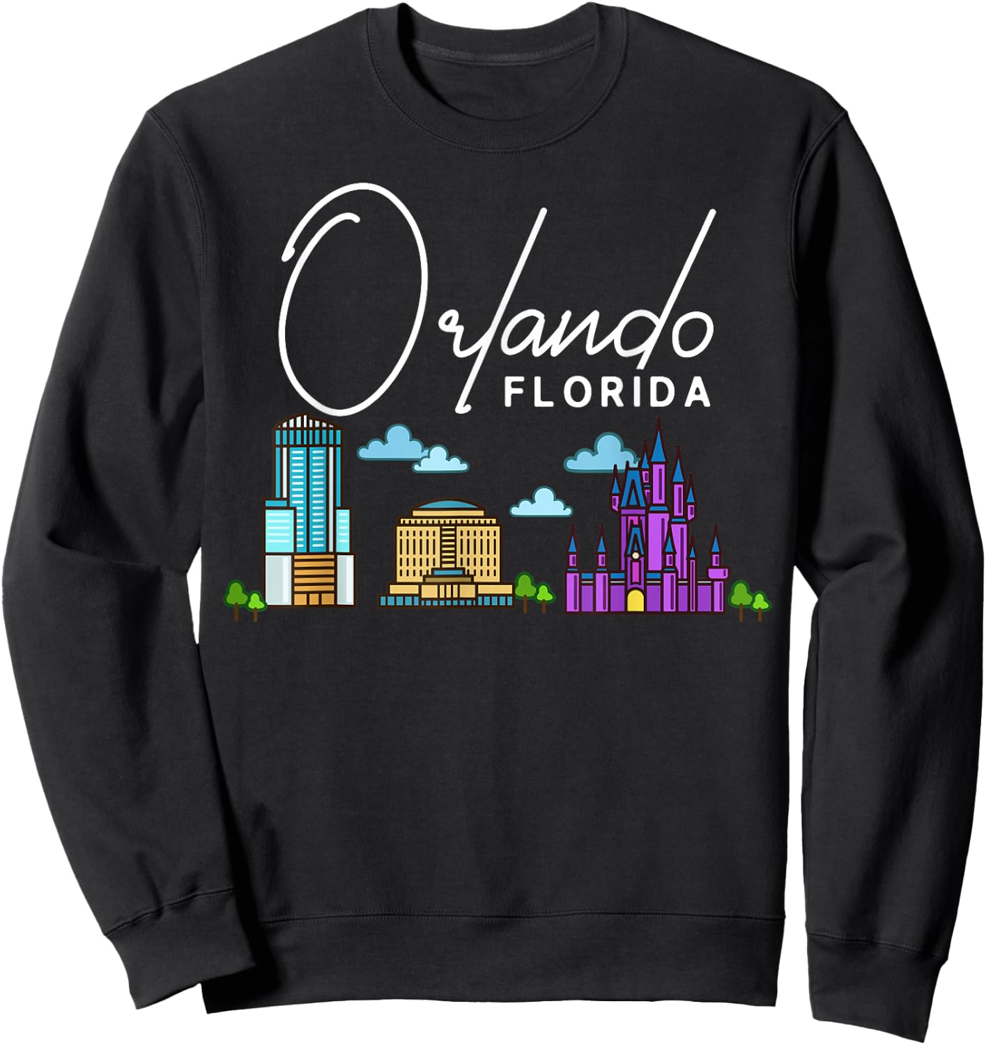 Orlando Florida City Skyline Map Travel Sweatshirt - Sweatshirt | Black