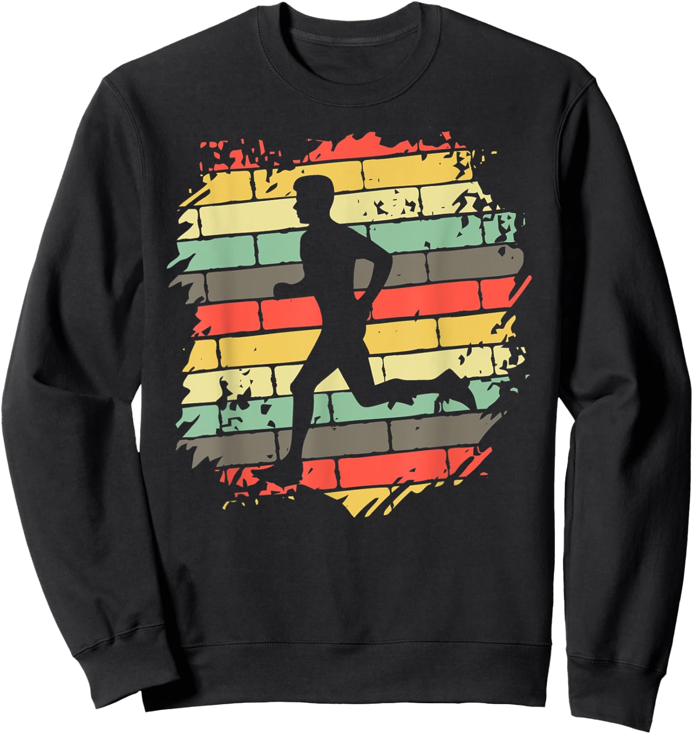Vintage Runner Silhouette Shirt Urban Running Retro Graphic Sweatshirt - Sweatshirt | Black