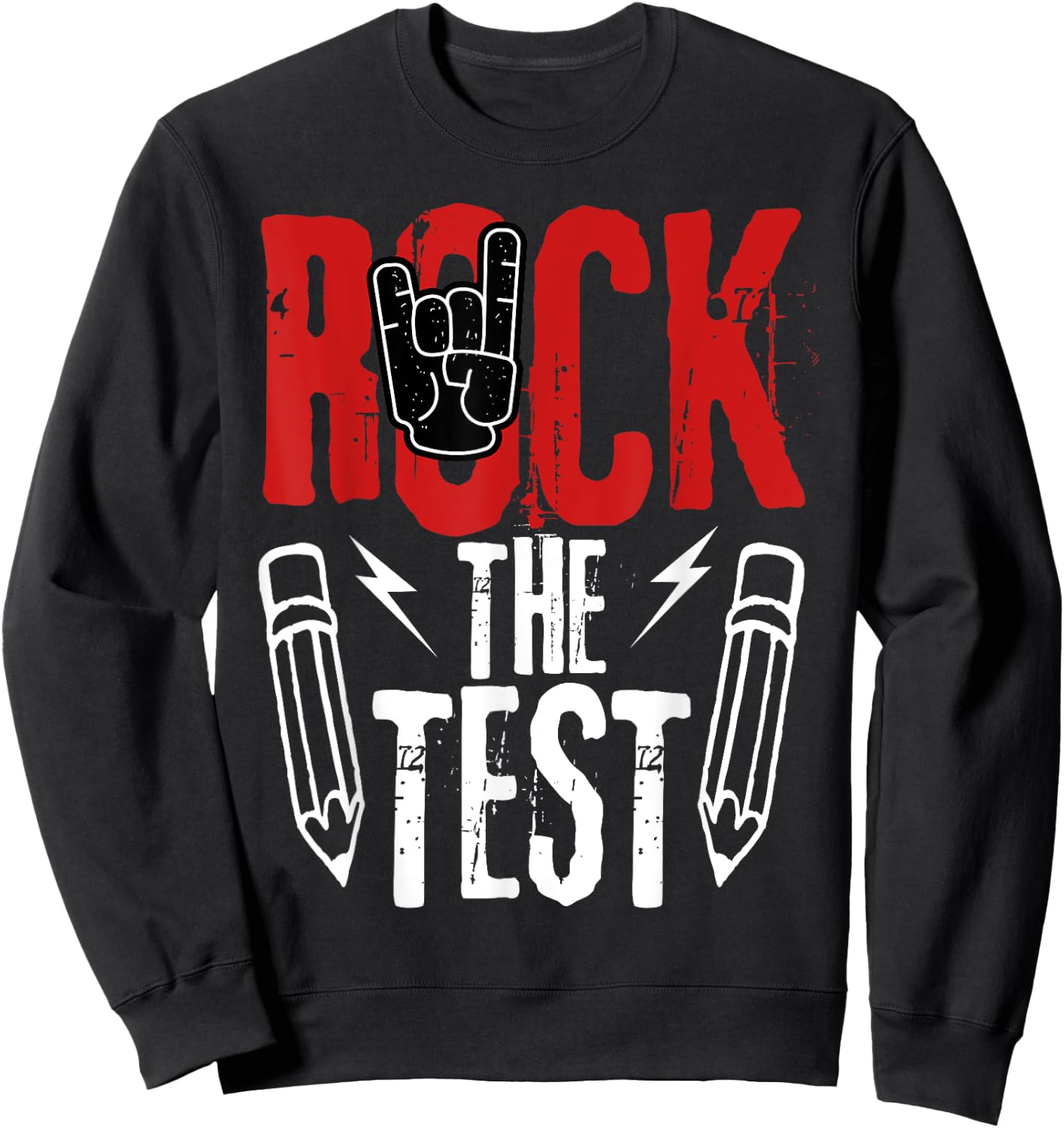 Test Day Rock The Funny Metal Teacher Student Testing Exam Sweatshirt - Sweatshirt | Black