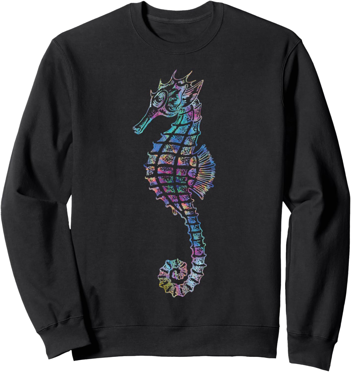 Psychedelic Seahorse Gift Colorful Ocean Trippy Sea Creature Sweatshirt - Sweatshirt | Black