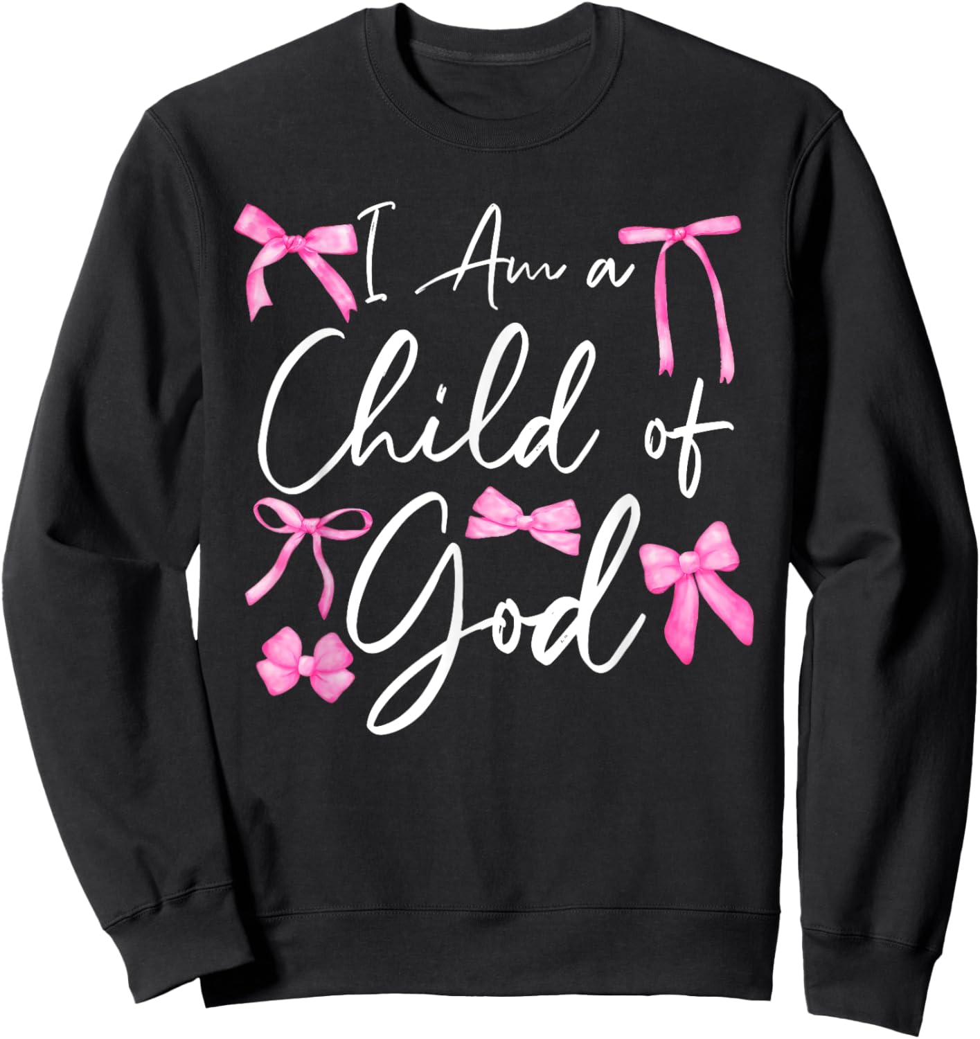Cute Coquette Bow Christian Bible I Am a Child of God Sweatshirt - Sweatshirt | Black