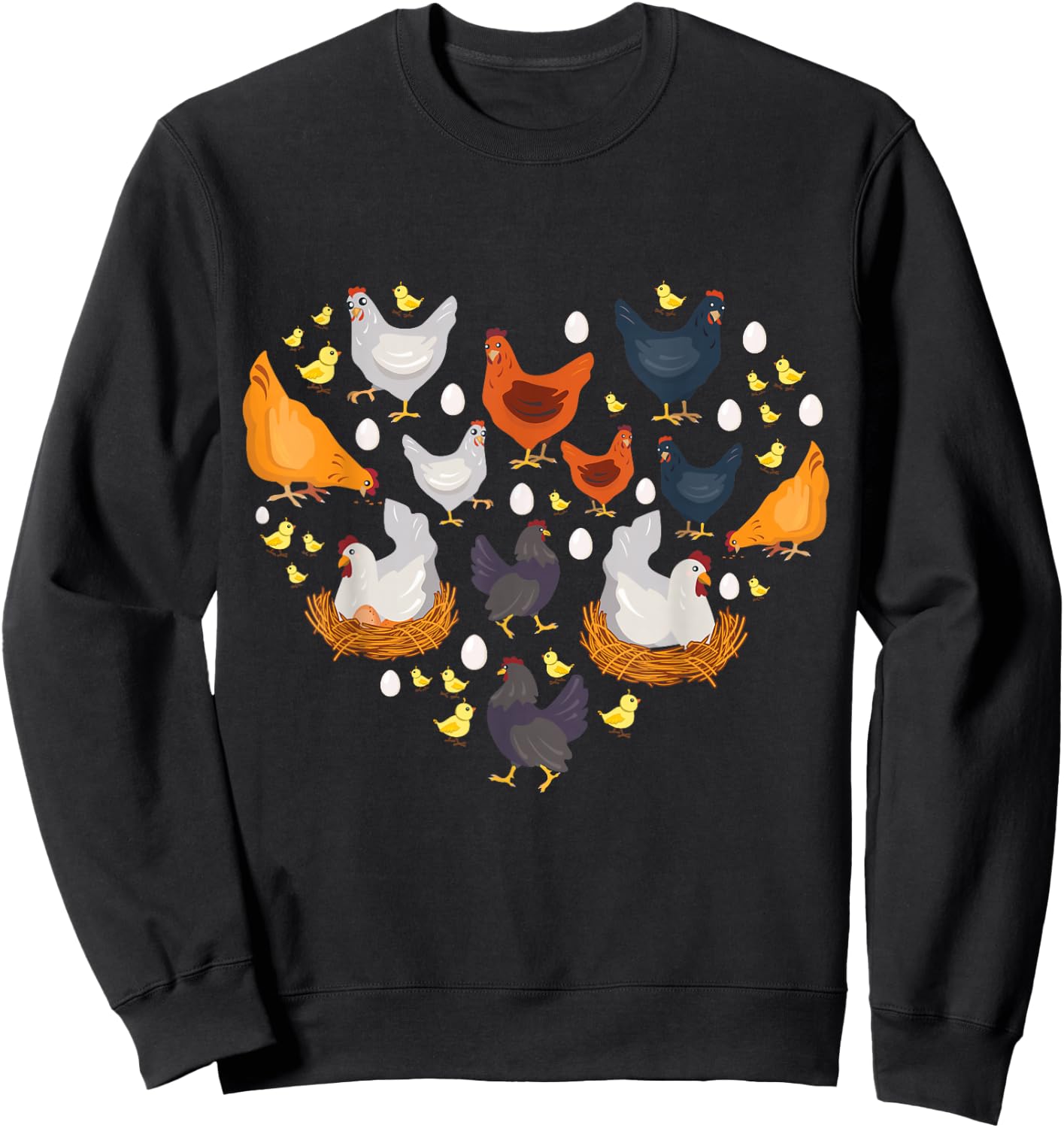 Chickens Heart Love Chicken Lady Women Men Kids Farmer Gift Small Sweatshirt - Sweatshirt | Black