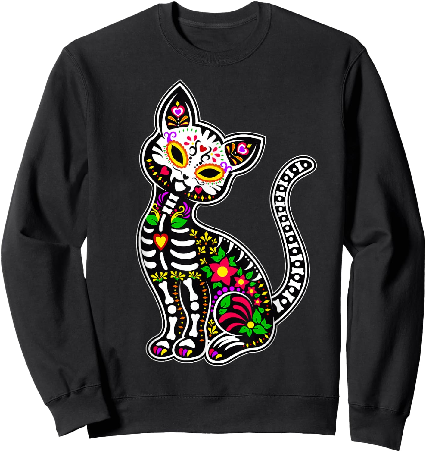 Sugar Skull Cat | Cute Dia De Los Muertos Funny Mexican Gift Women Kids Sweatshirt - Sweatshirt | Black