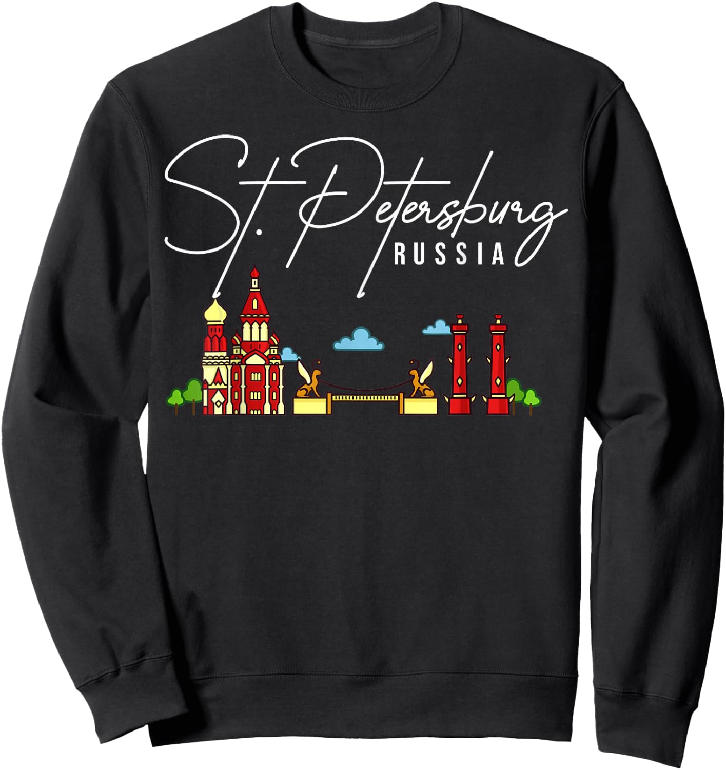 St. Petersburg Russia City Skyline Map Travel Sweatshirt - Sweatshirt | Black