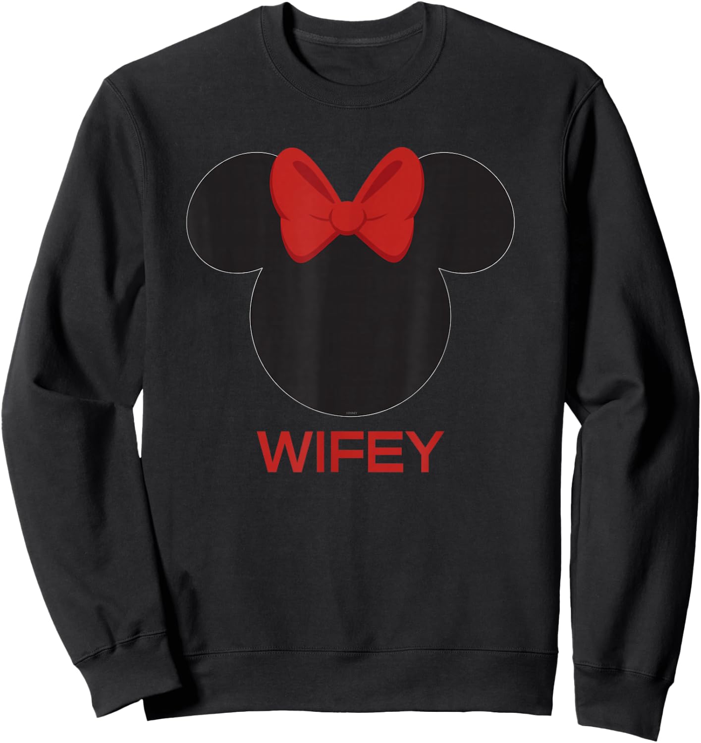 Disney Minnie Mouse Red Bow Icon Wifey Wife Family Sweatshirt - Sweatshirt | Black