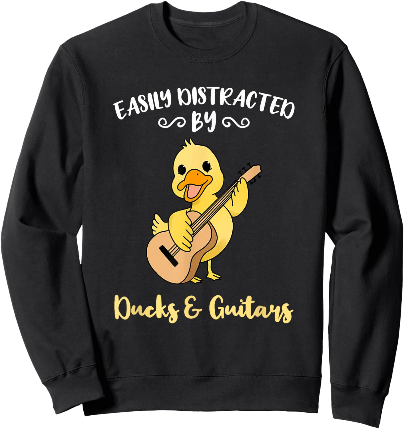 Easily Distracted By Ducks And Guitars Sweatshirt - Sweatshirt | Black