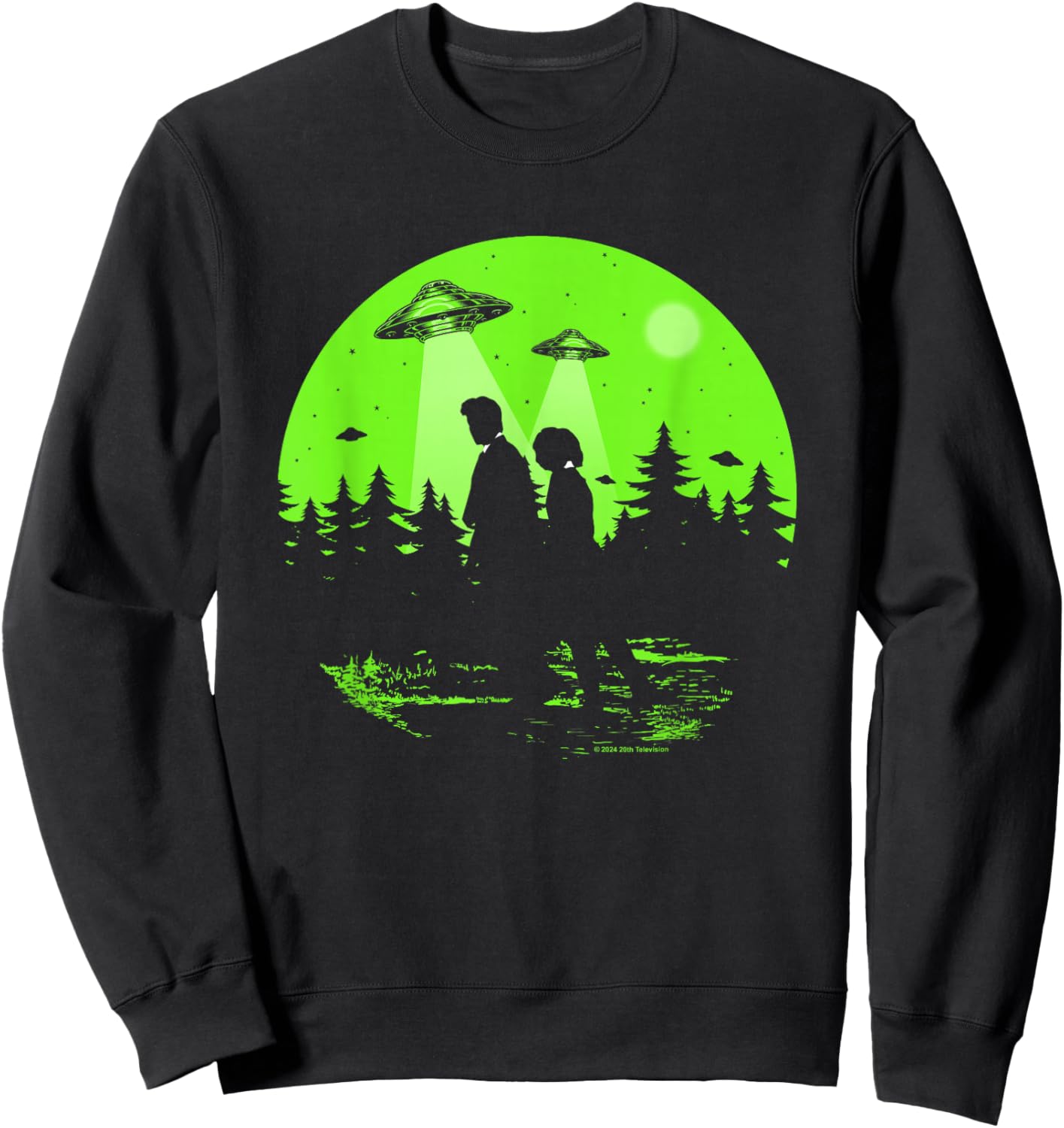 X-Files Mulder & Scully Silhouettes In The Woods Sweatshirt - Sweatshirt | Black