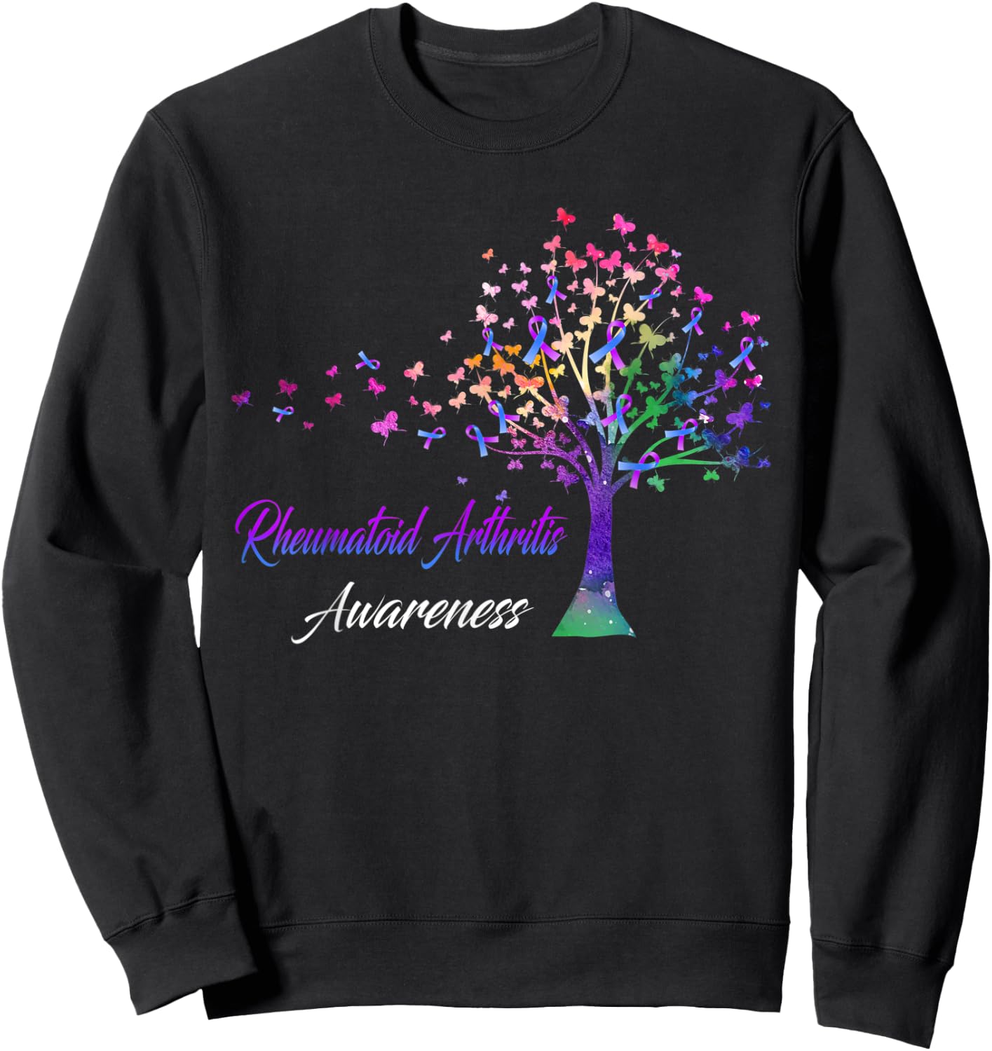 Tree Ribbon Rheumatoid Arthritis Awareness Sweatshirt - Sweatshirt | Black