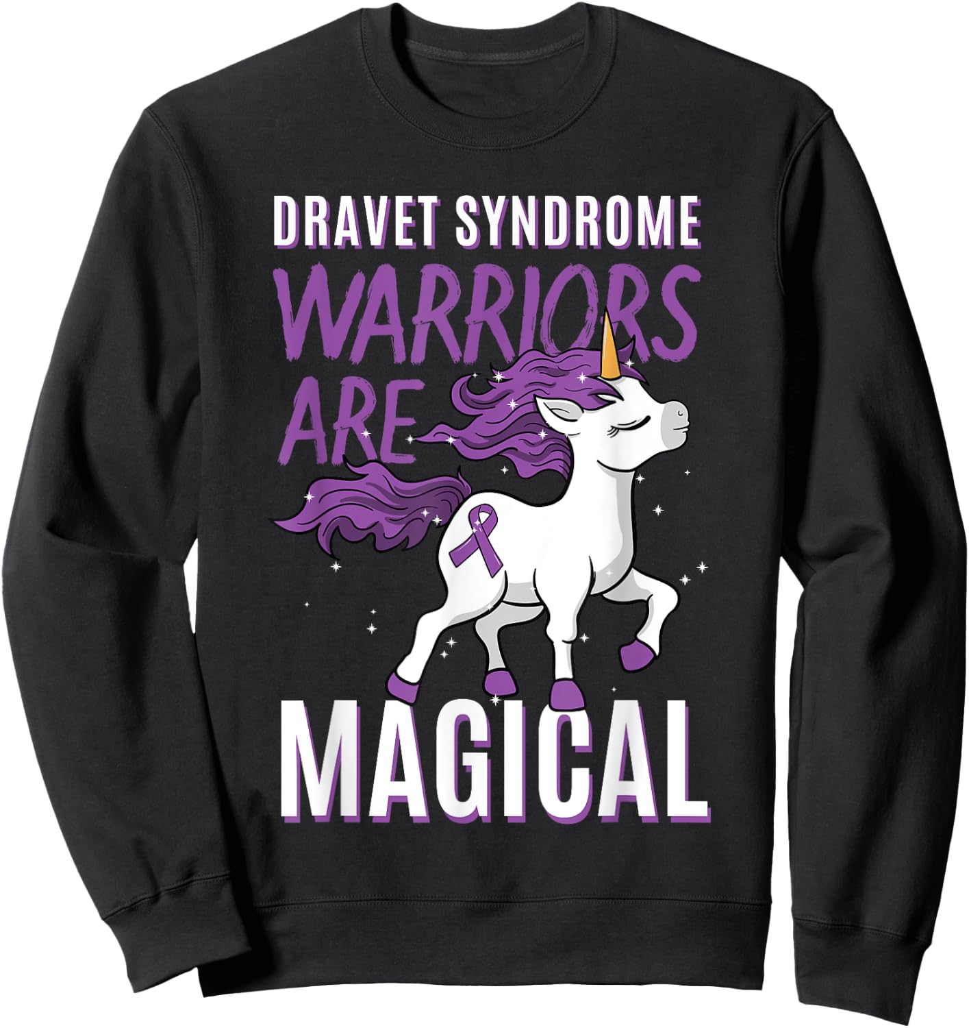 Dravet Syndrome Warrior SMEI Childhood Epilepsy Unicorn SMEB Sweatshirt - Sweatshirt | Black