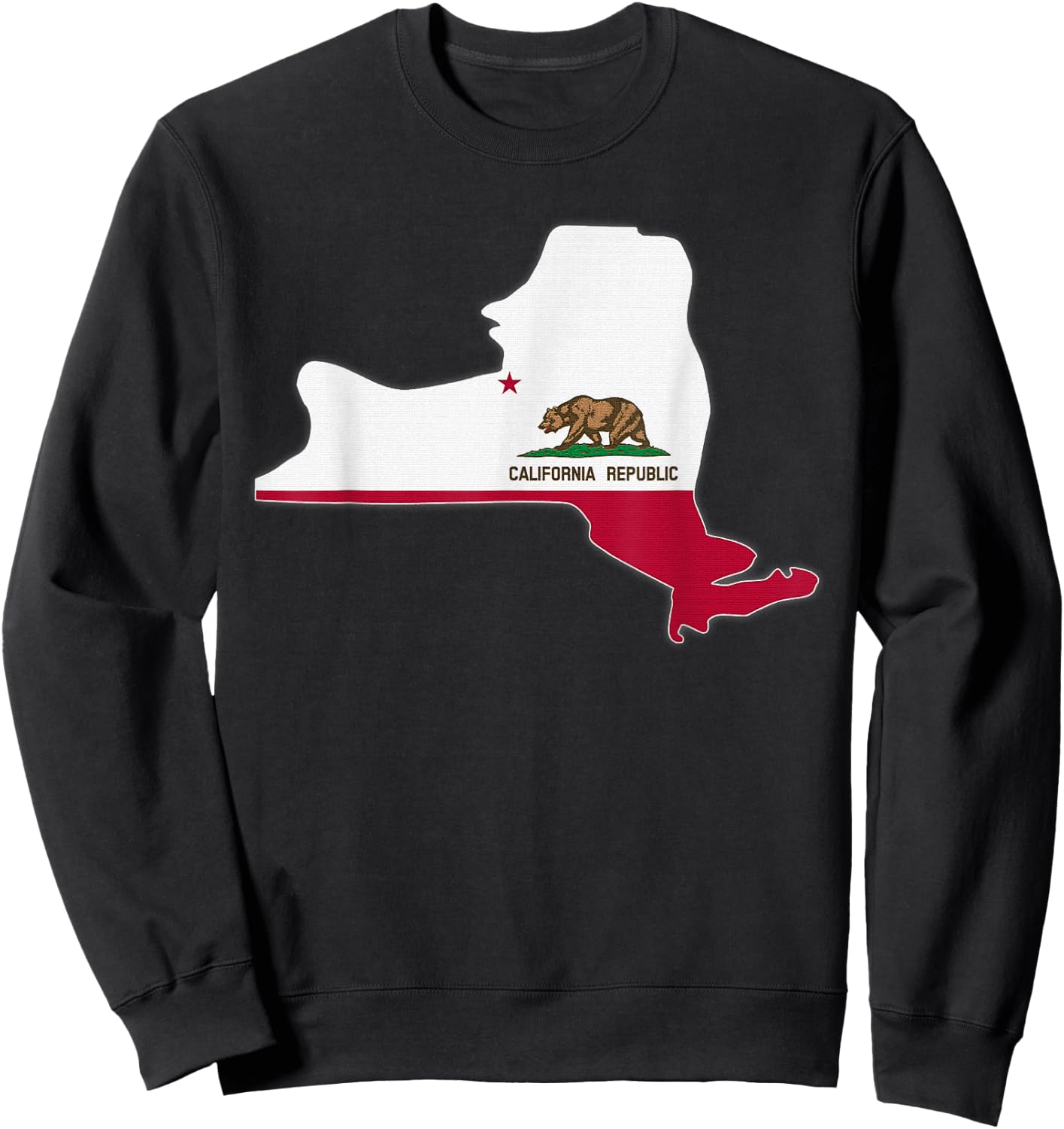 NEW YORK STATE MAP CALIFORNIA CA Flag Roots Men Women Gift Sweatshirt - Sweatshirt | Black