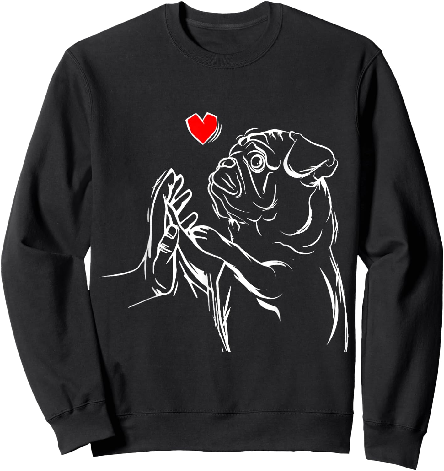 Pug Love Dog Women Girls Sweatshirt - Sweatshirt | Black