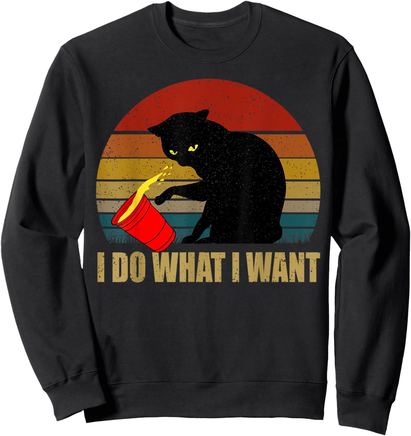 Angry Cat Evil Women Girls Kids Sweatshirt - Sweatshirt | Black