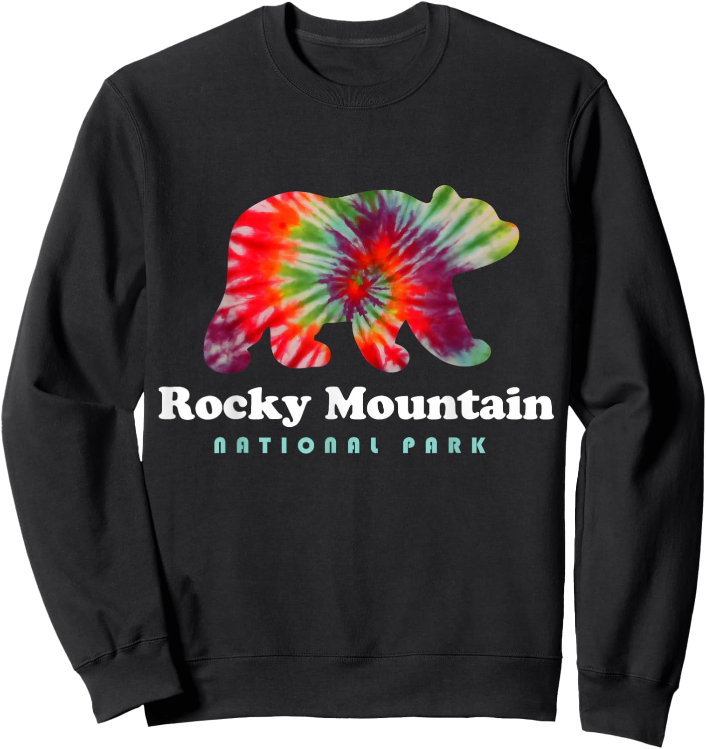 Rocky Mountain National Park Tie Dye Bear Rocky Mountains Sweatshirt - Sweatshirt | Black