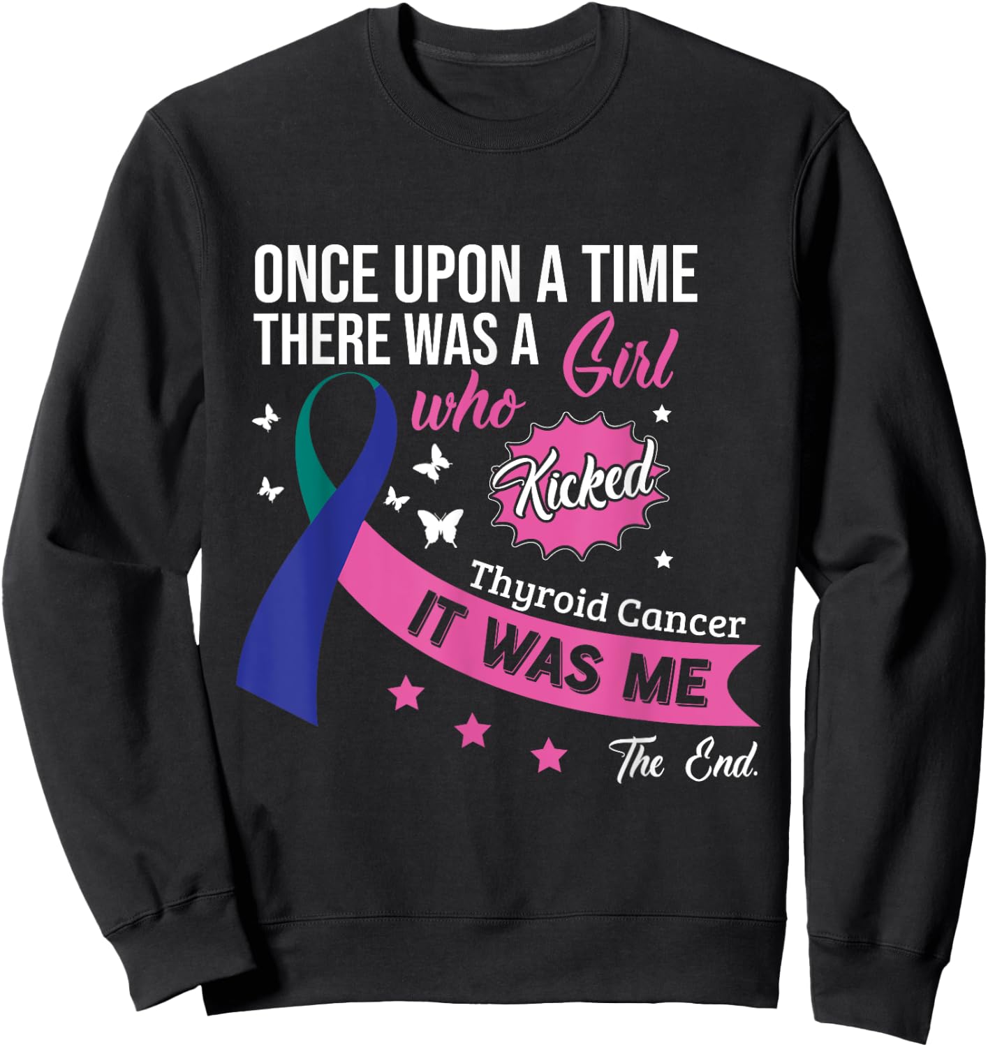 Thyroid Cancer Fight Cancer Ribbon Sweatshirt - Sweatshirt | Black