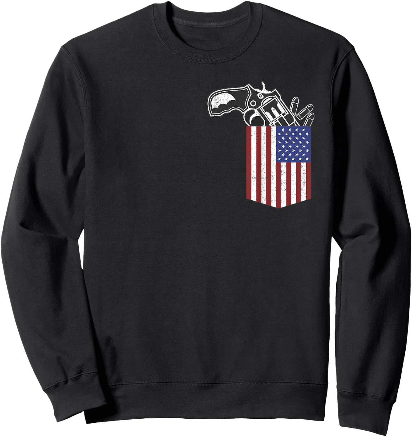 USA Chest Pocket With Gun Pistol Pocket Sweatshirt - Sweatshirt | Black