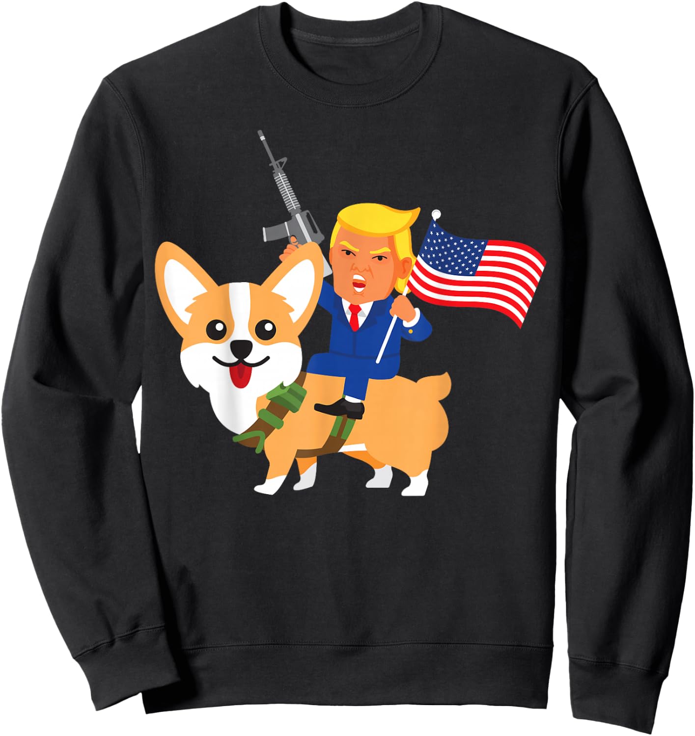 Trump Corgi Gun Merica 2020 Election Donald Dog Mom Gift Women Sweatshirt - Sweatshirt | Black