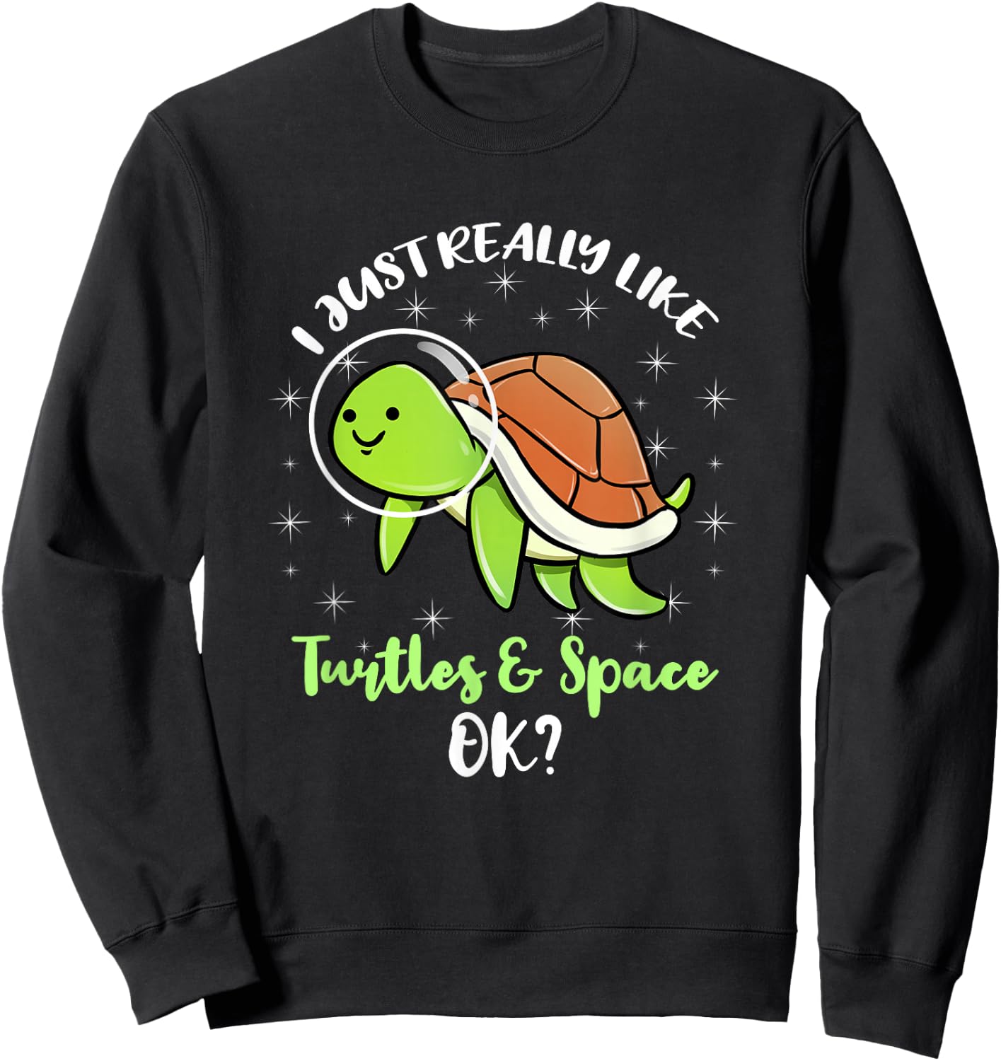 I Just Really Like Turtles And Space Ok Sweatshirt - Sweatshirt | Black
