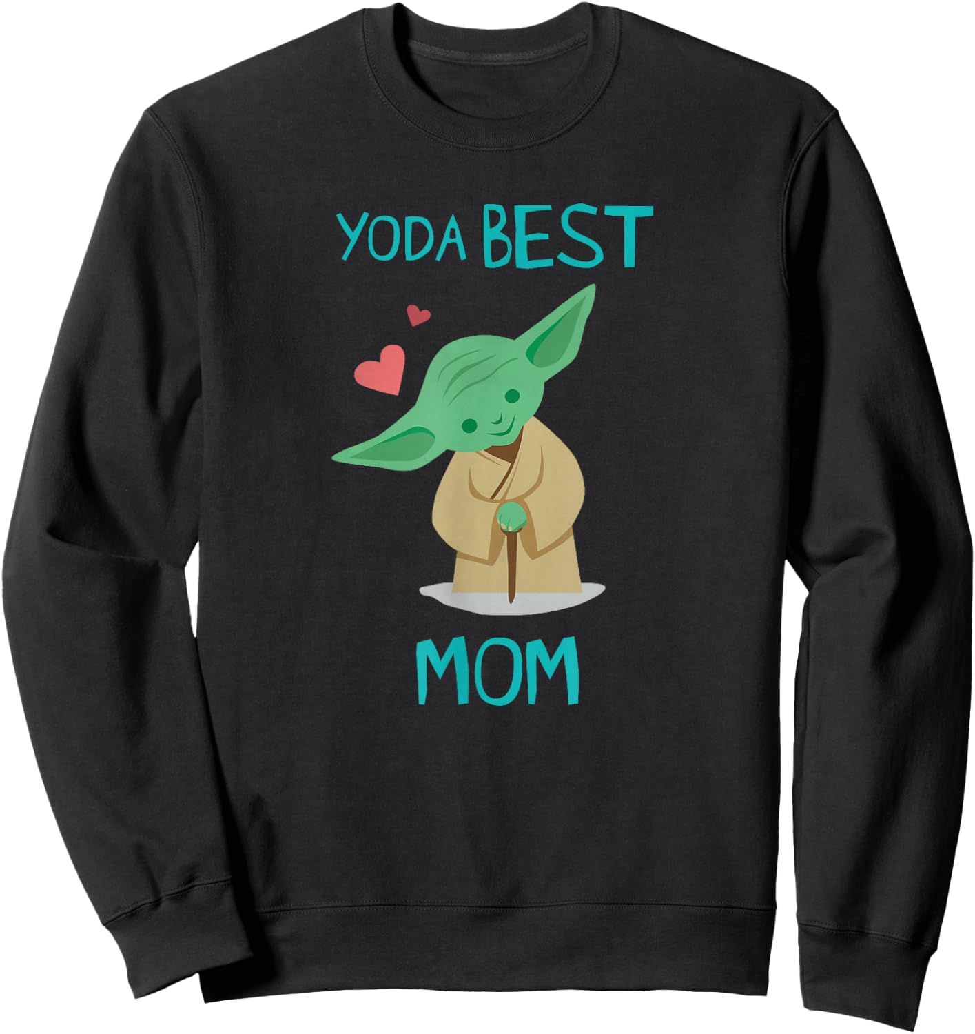 Star Wars Yoda Best Mom Hearts Mother's Day Sweatshirt - Sweatshirt | Black