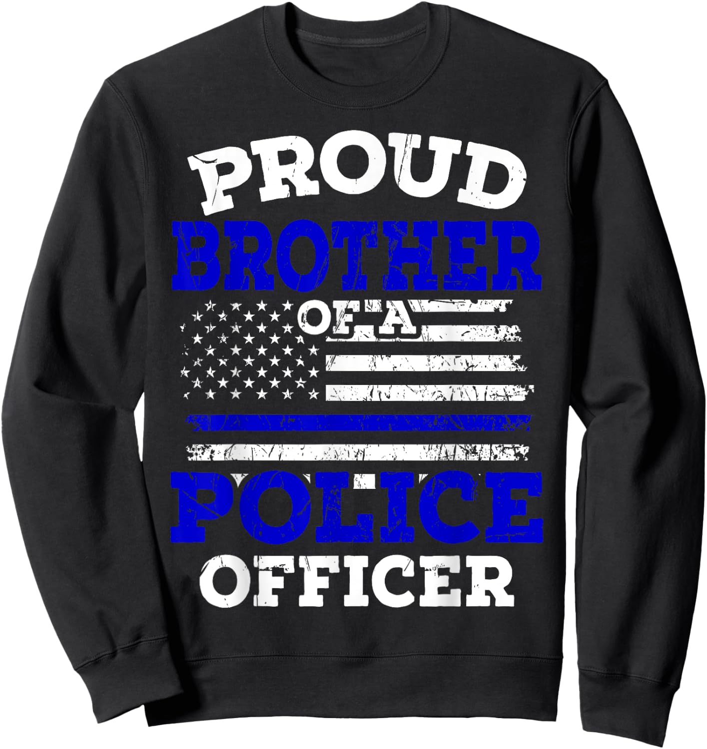 Thin Blue Line USA Flag Policeman Patriotic Police Officer Sweatshirt - Sweatshirt | Black