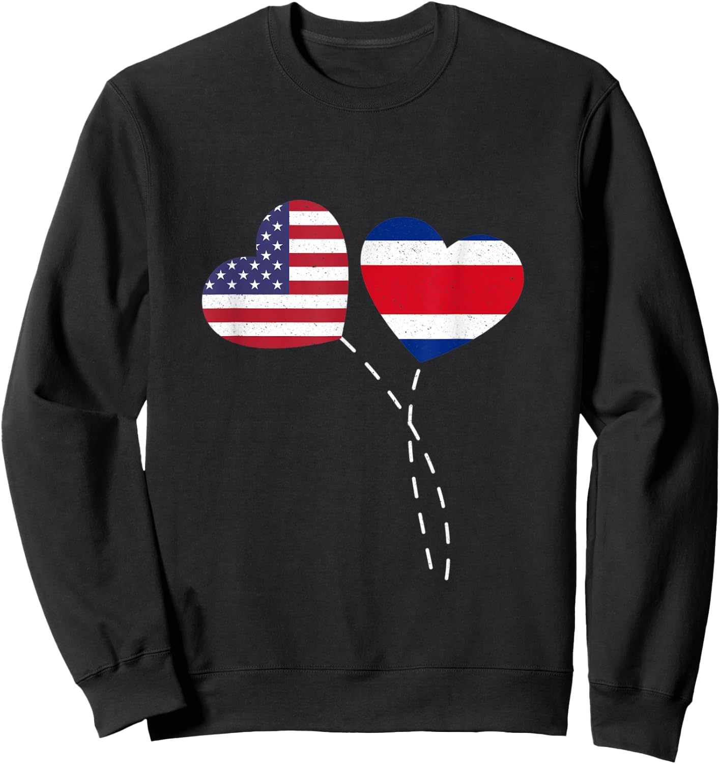 Loving USA Costa Rica Flag Heart Costa Rican Americans Love Sweatshirt - Sweatshirt | Black